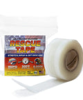 Roll of Self Fusing Silicone Rescue Tape For Emergency Plumbing And Pipe And Hose Repair, Electrical Insulation, Waterproof Seal, Made In USA, Garage Ready, Withstanding Minus 85F To 500F, UV And Chemical Resistant, 1 Inch By 12 Feet, Clear with packaging