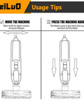 Usage tips for 156 Piece Multitool Blade Kit For Oscillating Tools With Cutting Sanding Scraping Blades Storage Bag Compatible With DeWalt Makita Dremel And More Great For DIYers, showing correct and incorrect use of the tool.