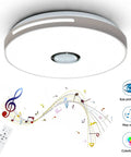 LED Ceiling Light With Bluetooth Speaker And RGB Color Changing Glow, 24W, 15.7 Inch Remote Control with musical symbols and remote