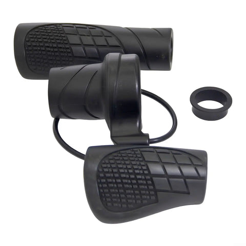 Upgrade Your E-Bike Ride With This 20X Half Turn Throttle Grip Featuring Cool M8 Head Design And Slick Anti-Slip Texture For Nail-It Precision Control Smooth Power Delivery Guaranteed. black M8 half-turn e-bike throttle grip with textured rubber and cable