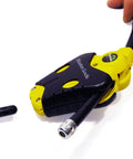 Close-up of Two 6 Ft Python Adjustable Cable Locks Keyed Alike Set With Four Keys And Velcro Straps being held.