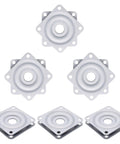 Smooth As Butter 3 Pack 2 Inch Lazy Susan Turntable Heavy Duty Silver Zinc Alloy Rotating Tray With Quiet Ball Bearings For Table Top Or Cabinet Storage Low Profile, showing three square trays.