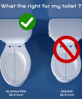 Illustration comparing elongated (18.5 inch) and round (16.5 inch) toilet bowls for No Fuss Non Electric Elongated Bidet Toilet Seat.