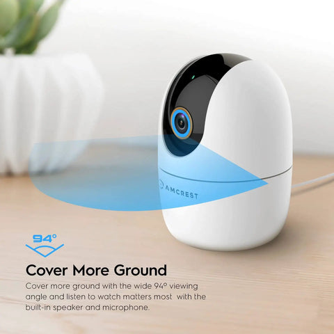4MP WiFi Indoor Camera With Baby Monitor, Human And Pet Detection, Motion Tracking, Two Way Audio, in white on table