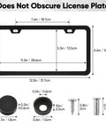 Two Pack Matte Black Aluminum License Plate Frames With Two Holes Narrow Design That Keeps Your Plate Fully Visible with screws