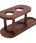 Solid Wood Pour Over Coffee Station With A Hella Sturdy Elevated Dripper Stand and Smooth Polished Edges showing elevated design with two dripper holes.