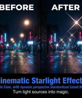 Before and after view of street lights with CPL Phone Camera Filter Kit With Quick Mount Polarizer For Mobile Photography Pro Grade Attachment