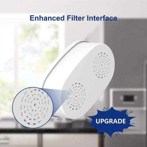 Four Pack Replacement Water Filter Set For Water Drop WD PF 01A Plus, close-up of filter interface in white.