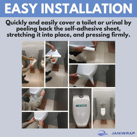 Not In Service Toilet And Urinal Covers Kit With 32 20x28 Self Adhesive Sheets Grey Not In Service Labels Safety Knife Residue Free Removal Sanitary Odor Blocking Seal For Pro Grade Decommissioning