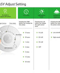 Adjust settings on Low Voltage Ceiling Motion Sensor Occupancy Detector 360 Degree Field Of View High Sensitivity PIR 12V 24V 10A.