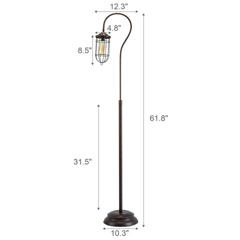 Industrial Floor Lamp With Adjustable Cage Shade, 62 Inch Tall Lantern Style Light In Brushed Reddish Bronze Finish, Rustic Modern Floor Lamp For Living Room, Bedroom Or Office, ETL Certified