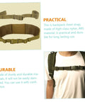 Go-To Adjustable Chest Straps For Backpacks Quick Release Outdoor Gear For Hiking And Camping Travel Ready Fits All Brand Packs Durable Fixing Straps In Green showing two straps, nylon material close-up, and use on a person
