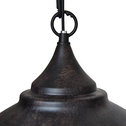 Close-up of bronze finish on Crystal Pendant Light With Rustic Dome Shade For Dining Room Kitchen Island And Living Space
