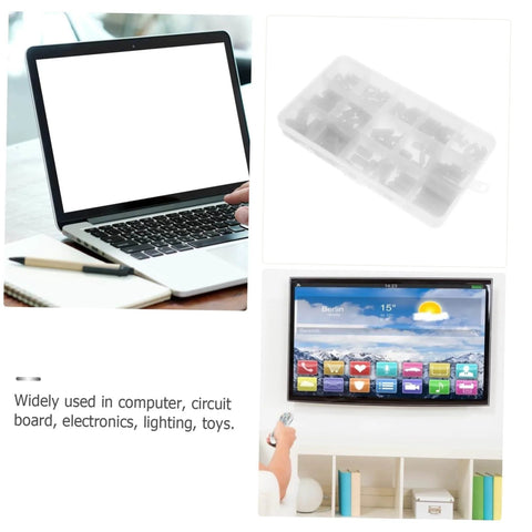 Laptop on desk, plastic storage case of Ultimate 175 Piece Square Drive Shaft Key Set, hand holding TV remote
