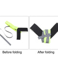 12 Pack ESD Anti Static Foot Heel Straps before and after folding for electronics, showing adjustable design in lime and black.