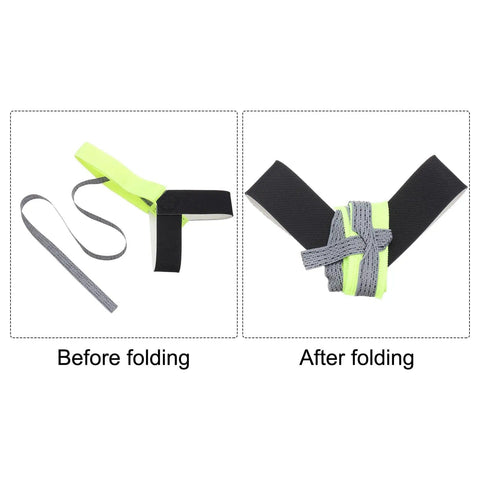 12 Pack ESD Anti Static Foot Heel Straps before and after folding for electronics, showing adjustable design in lime and black.