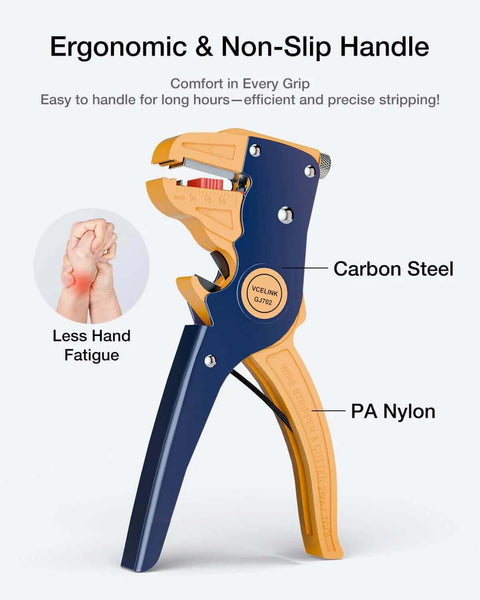 2 In 1 Quick Strip Wire Stripper And Cutter For 14 To 24 AWG with ergonomic non-slip handle and carbon steel construction