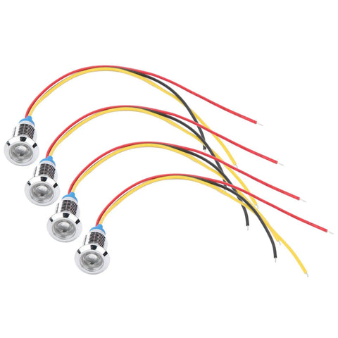 Lit Brightness Round LED Indicator Lights Prewired Common Cathode 10mm Panel Mount 3-6V Multicolor for Automotive CNC Industrial Control Applications