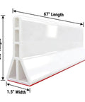 3.5 Inch High Collapsible Shower Threshold Water Dam, 59 Inch Long Splash Guard Barrier, Heavy Duty Water Stopper, side view