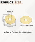 Six Piece Brass Cabinet Backplates Set 1 Inch For Doors Drawers Cupboards And Closets With Vintage Flower Shape Gasket