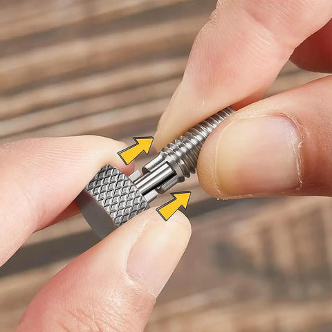 Close-up of hand demonstrating 4 Pack Quick Pins And Lock Pins Kit with M6 lockout for toolbox upgrades.