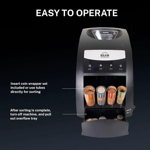 Bulletproof Electric Coin Sorter That Cranks Out Two Hundred Forty Pieces A Minute With A Generous Hopper And Patented Anti Jam System For No Sweat Cash Counting At Retail Counters Or Small Business Desks, easy to operate.