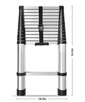 12.5ft Telescoping Aluminum Ladder With Locking Mechanism Extendable And Collapsible For Attic And Home Or Outdoor Use Heavy Duty 330 Lb Capacity Easy To Store And Setup Built For Pro Grade DIY, folded 34.3in