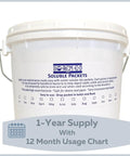 Heavy Duty Septic Tank Treatment With Flushable Live Bacteria Packets For Preventing Backups, Dissolvable Sewer And Drain Line Solution, 12 Pack, 1 Year Supply bucket with 12 month usage chart