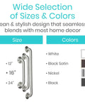 Heavy Duty Shower Grab Bar For Bathroom Safety And Seniors Stainless Steel Handrail Non Slip Grip 440 Lb Weight Capacity Brushed Nickel sizes and colors chart