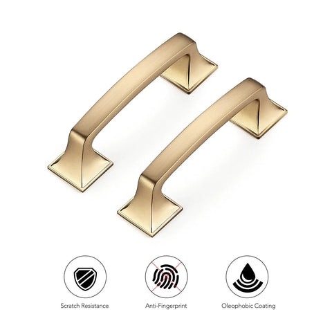 10 Pack Solid 3 Inch Square Foot Arch Cabinet Pulls In Champagne Bronze For Kitchen Cabinets And Drawers Durable Zinc Alloy