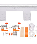 Dead Nuts Precise Embedded Handle Slotting Template With Quick Clamp And Router Dust Cover For Wardrobe Cabinet Door Panel U Groove Positioning Jig components layout with clear body and orange accents.