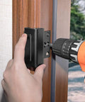 Installing a Home Security Door Reinforcement Lock For Kids Safety Upgraded Front Door Lock With 800 Lb Strength on wood door frame