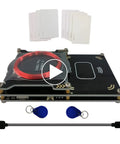 Beefed Up 512K RFID Card Reader With Built In Antenna And Memory Handles 125KHz 134KHz And 13 56MHz Reads LF EM4100 T55xx M1 ICs And HF MF1k Cards Decryptor Decoder For Easy ID Access Handy Lab And Hobbyist Tool For Card Security with cards and USB cable