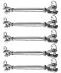 5Pcs Marine Grade Stainless Steel Jaw And Jaw Turnbuckles For Cable Tension In Rigging Systems with 304 rust resistant steel