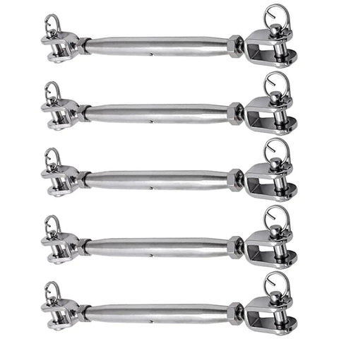 5Pcs Marine Grade Stainless Steel Jaw And Jaw Turnbuckles For Cable Tension In Rigging Systems with 304 rust resistant steel