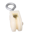 White Lightweight 8mm Single Sheave Lift Pulley For Chicken Poultry Farms Pack Of 10 With Nylon Wheel And Metal Bracket Quiet Smooth Operation