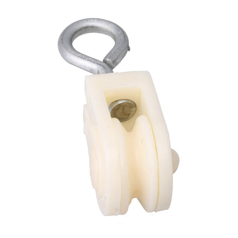 White Lightweight 8mm Single Sheave Lift Pulley For Chicken Poultry Farms Pack Of 10 With Nylon Wheel And Metal Bracket Quiet Smooth Operation