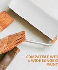 6 Piece Paint Roller Set Boasting Hella Soft Sponge Covers And Comfort Grip Handles Built Different For Rapid Wall Coverage With Latex Or Oil Based Paint Formulas, featuring paint brushes and roller on a surface.