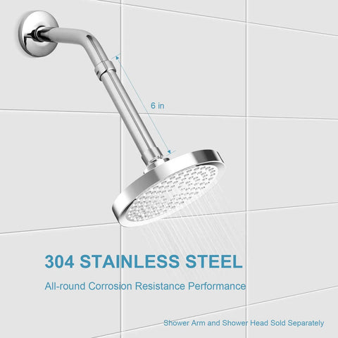Heavy Duty Stainless Steel Shower Arm Extension Chrome 6 Inch Pipe Extender For Shower Head Universal Fit Easy Install