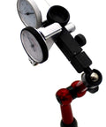 KHCRAFT mini magnetic base indicator holder with dial indicator, 50 lb capacity, red base