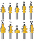 12mm Shank Architectural Molding Router Bit Casing Base Cutter For Precision Handrail Furniture Trim Work On Hardwood MDF And Plywood Woodworking set featuring various profiles.