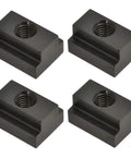 M12 Thread T Slot Nut For 18mm Table Slot Tracks Black Oxide Finish Beefy Heavy Duty T Slot Mounting Nut For Clamping Fixtures And M12 Bolts Compatible CNC DIY Workshop Setups Set Of 4, four black steel nuts