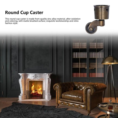 Zinc Alloy Round Cup Caster 4 Pack Heavy Duty Furniture Wheels For Sofa, Piano And Storage Box With 360 Degree Swivel Silent Rollers