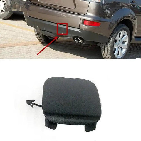 Mitsubishi Outlander Tow Hook Cover 2007 2013 Replacement Bumper Cap Auto Parts Direct Fit No Cutting Easy Install Dustproof Weatherproof Durable Plastic Shield black rear bumper cap