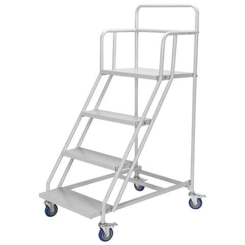 Badass Four Step Mobile Platform Ladder With Heavy Duty Rolling Wheels And Rock Solid Cold Rolled Steel Frame For Smooth Daily Tasks And No Sweat Commercial Upkeep