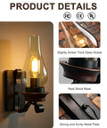 Rustic Farmhouse Wall Sconce Lighting With Vintage Kerosene Lamp Shape Industrial Glass Shade Matte Black Metal Body