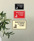 Classic Framed Maintenance And Janitor Closet Sign Black For Office Use Durable Plastic Construction With Strong Double Sided Foam Tape Easy Install No Fuss Clear Message For Quick Access Medium Size 1 Pack.