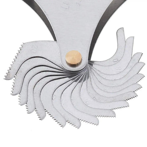 60 Degree Thread Pitch Gauge Set In Stainless Steel For US Specification, Locking V Slot Measuring Tool With Blades, Covers 4, 4.5, 5, 5.5, 6 Pitch, Ideal For Metalworking Lathe Tools And Industrial Measurement