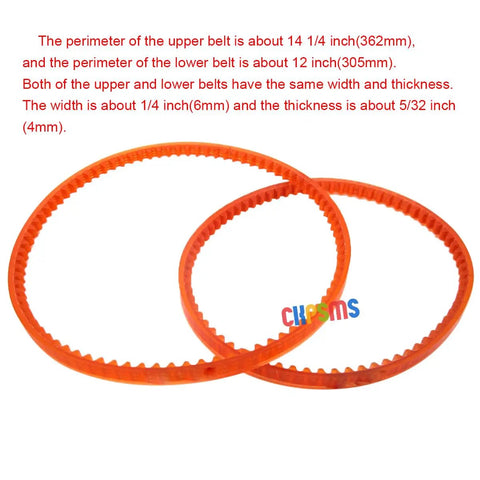 Upper And Lower Motor Belt Set Replacement For Kenmore 158 And 385 Series - 14.25 Inch Upper Belt, 12 Inch Lower Belt, 0.25 Inch Wide, 0.15625 Inch Thick, 1 Set, DIY Ready, Easy Install orange sewing machine belts