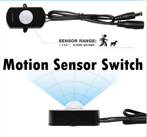 Motion Activated LED Strip Light Kit With Adjustable Time Delay And Lux, 19.7Ft motion sensor switch detail view